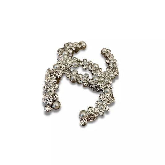 CHANEL PEARL CRYSTAL FLOWER CC BROOCH