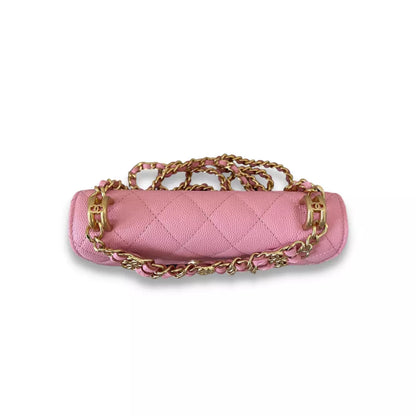 CHANEL PINK LEATHER WALLET ON CHAIN BAG