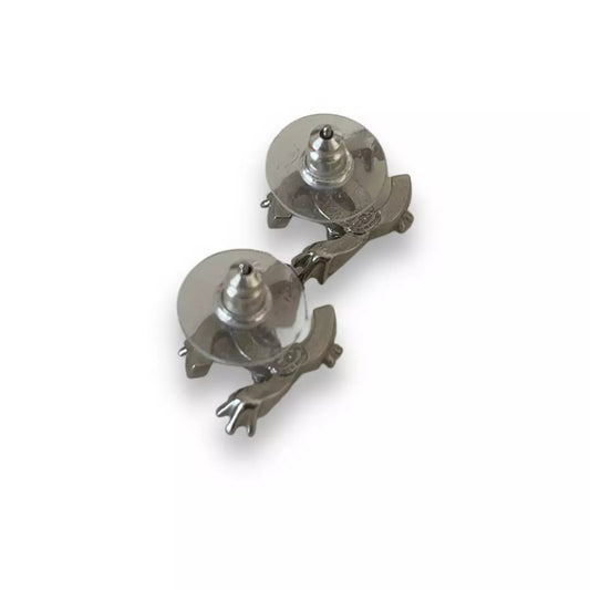 CHANEL SILVER CC CRYSTAL EARRINGS