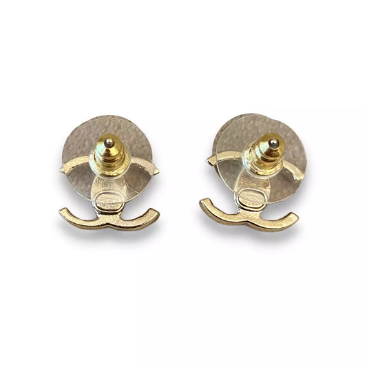 CHANEL SILVER CC CRYSTAL EARRINGS