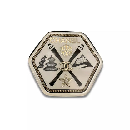 CHANEL WHITE COCO NEIGE BROOCH