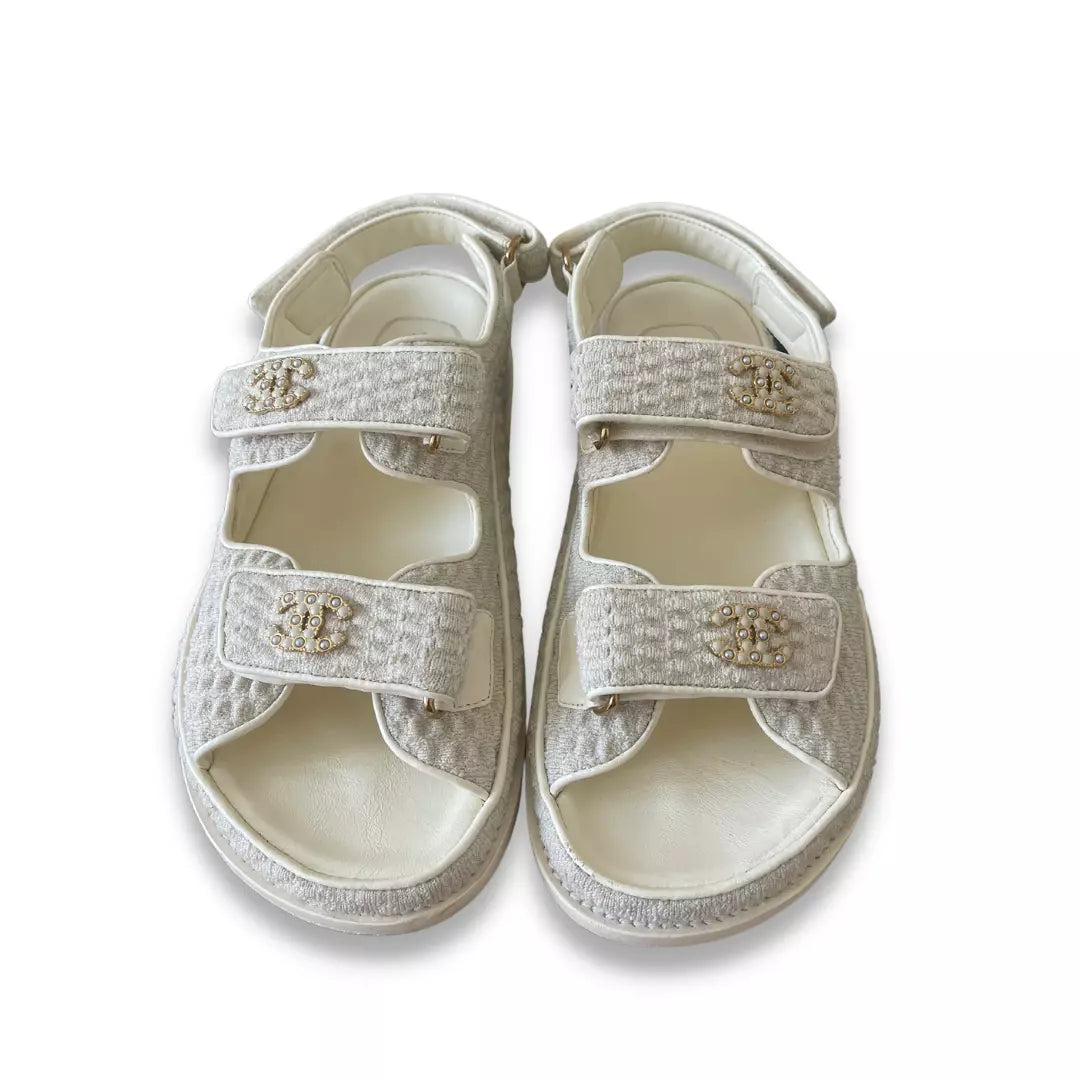 Chanel White Dad Sandals