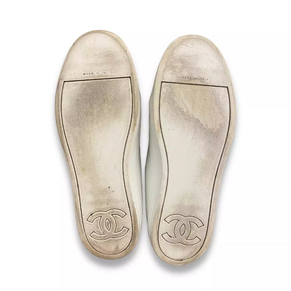CHANEL WHITE CC ANKLE SNEAKERS