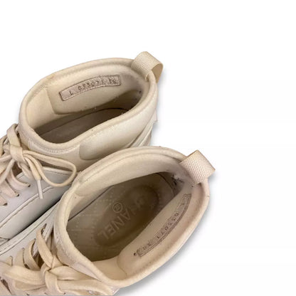CHANEL WHITE CC ANKLE SNEAKERS
