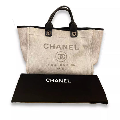 BOLSO TOTE DEAUVILLE DE LONA BLANCA DE CHANEL