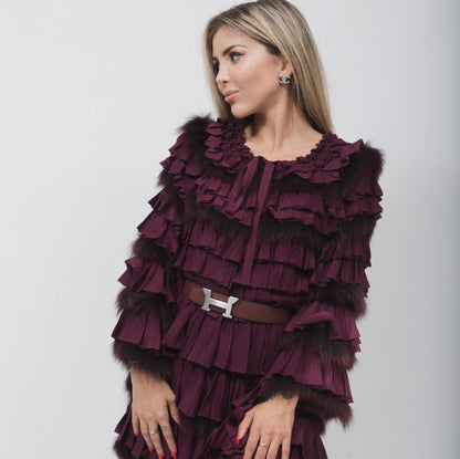DIOR BURGUNDY FUR DRESS