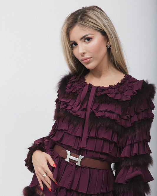 VESTIDO DE PIEL DIOR BURDEOS