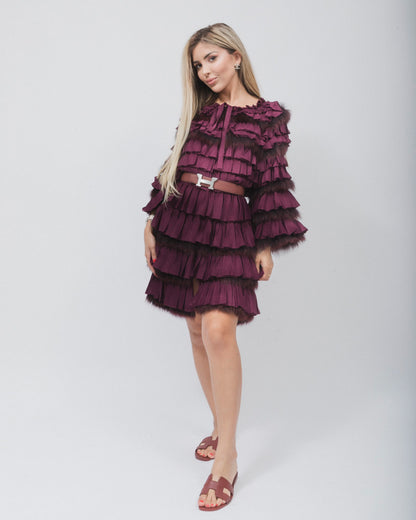 DIOR BURGUNDY FUR DRESS