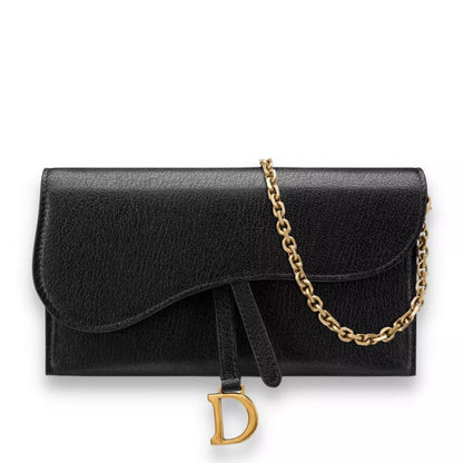 Cartera larga tipo sillín negra DIOR con cadena 