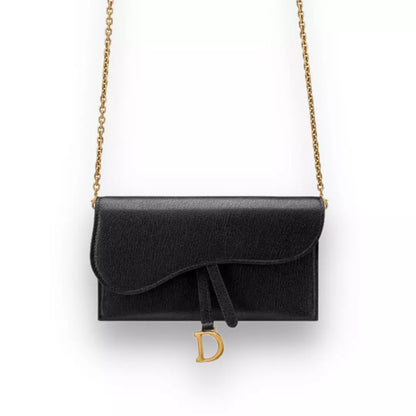 Cartera larga tipo sillín negra DIOR con cadena 