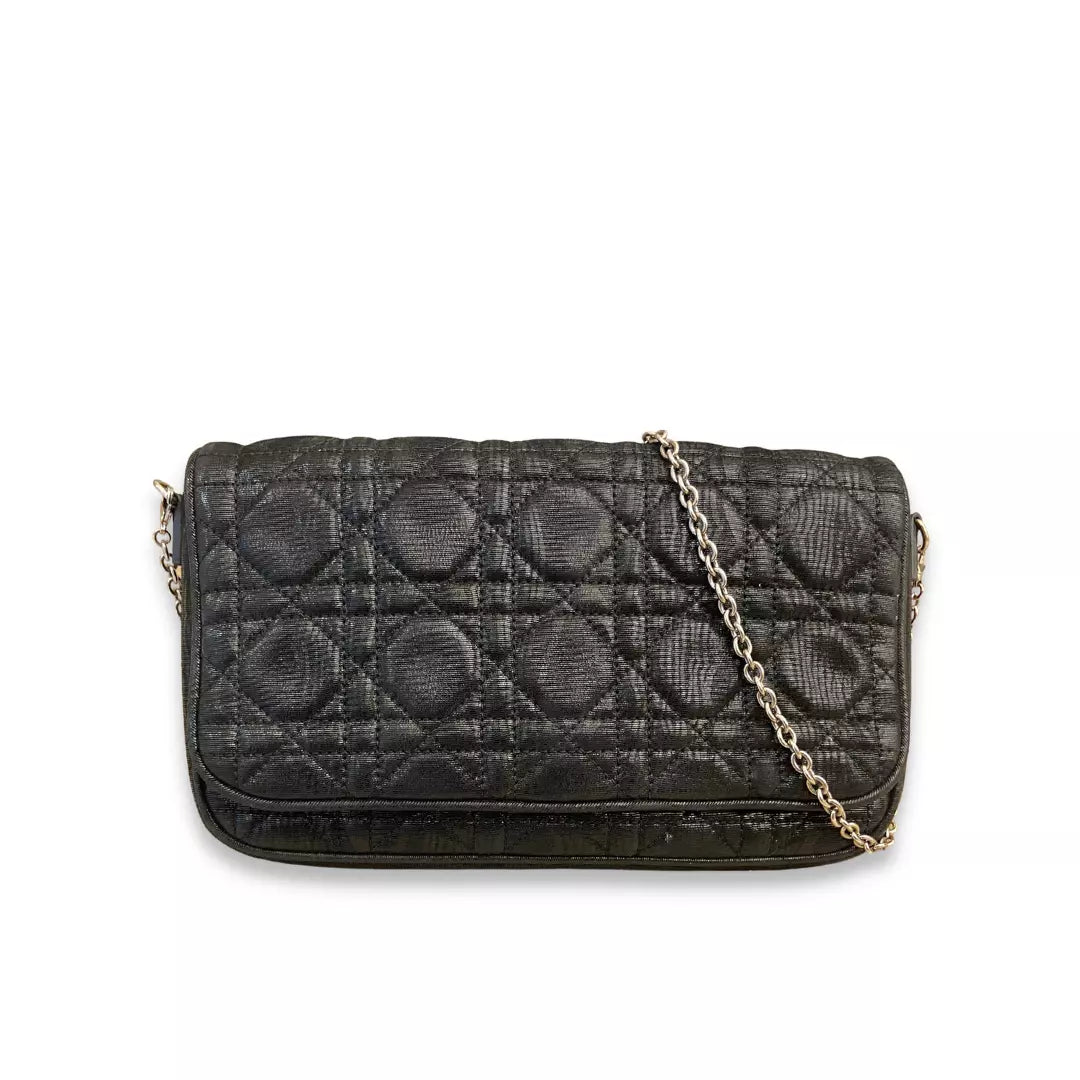 Dior Black Cannage Leather Lady Dior Pouch Bag