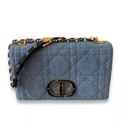 BOLSO DIOR AZUL MACROCANNAGE DE DENIM CARO