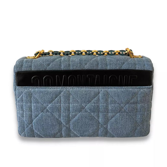BOLSO DIOR AZUL MACROCANNAGE DE DENIM CARO