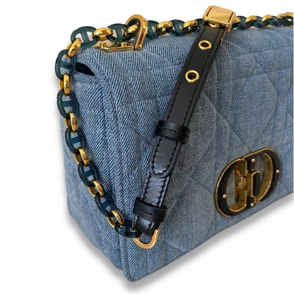 BOLSO DIOR AZUL MACROCANNAGE DE DENIM CARO