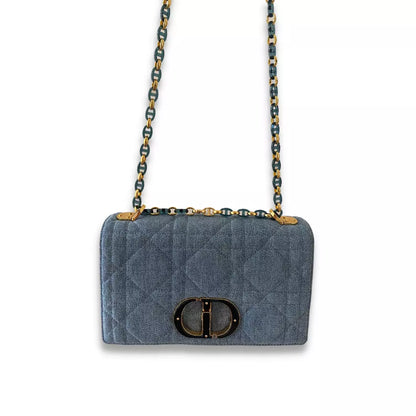 BOLSO DIOR AZUL MACROCANNAGE DE DENIM CARO