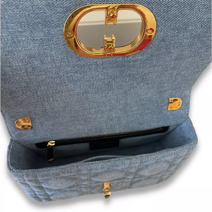 BOLSO DIOR AZUL MACROCANNAGE DE DENIM CARO