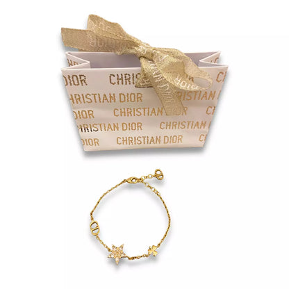 DIOR GOLD PLATED METAL D LUNE BRACELET