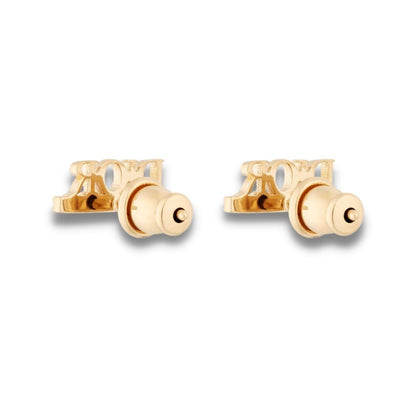DIOR GOLD FINISH METAL DIO(R)EVOLUTION WHITE CRYSTALS EARRINGS