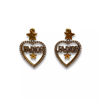 DIOR J'ADIOR CRYSTAL HEART DROP EARRINGS