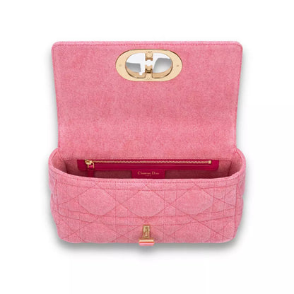 DIOR PINK MACROCANNAGE DENIM CARO BAG