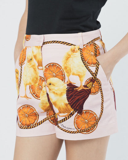 DOLCE &amp; GABBANA SHORTS PLISADOS DE ALGODÓN ROSA