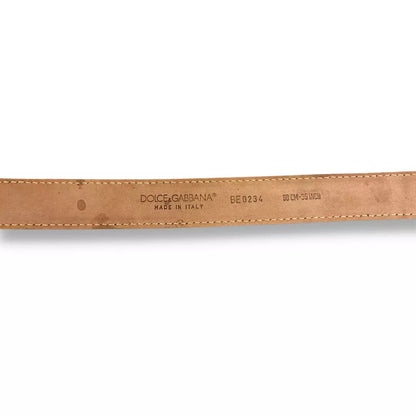 DOLCE & GABBANA BROWN LOGO PLAQUE BELT
