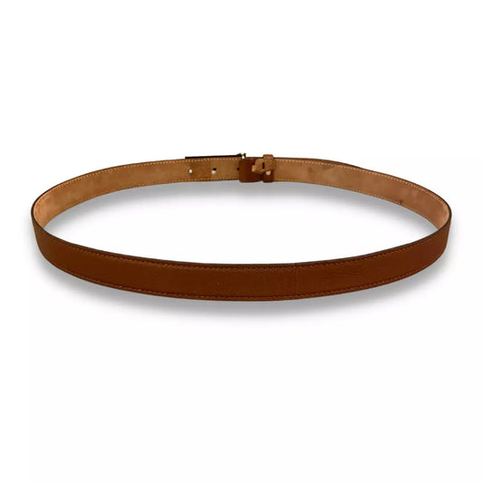 DOLCE & GABBANA BROWN LOGO PLAQUE BELT