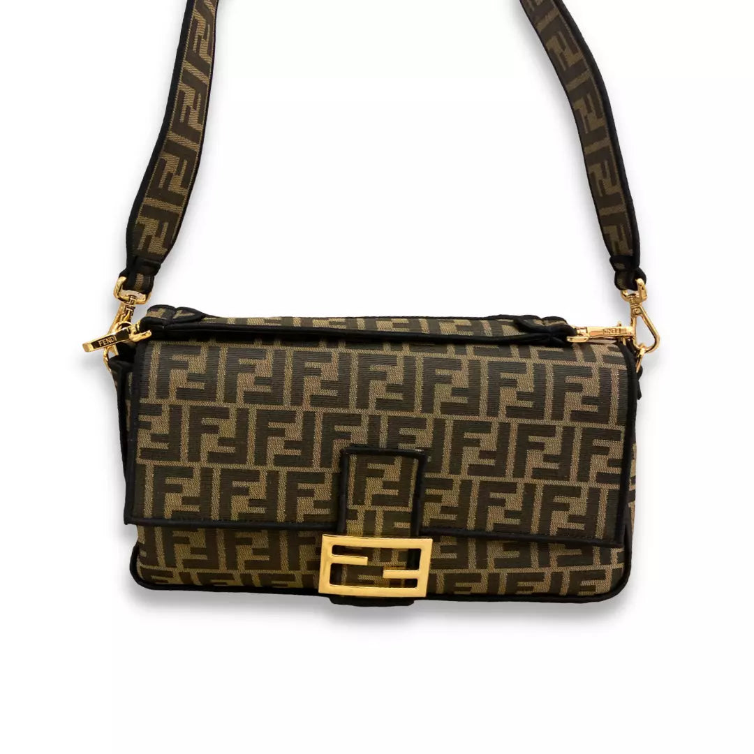 Fendi brown fabric sales bag