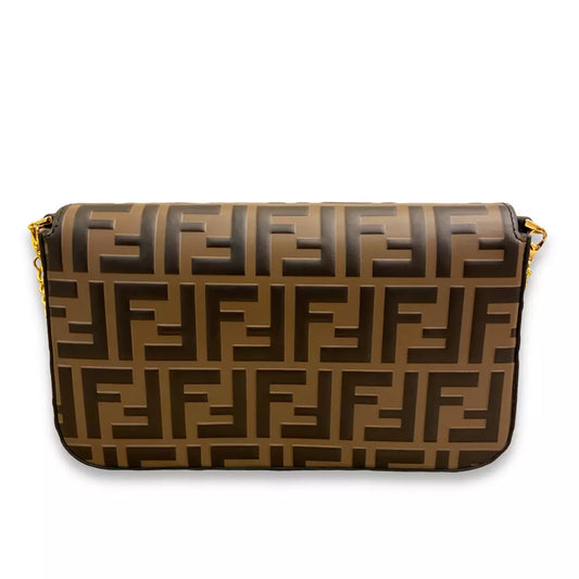 Fendi BROWN LEATHER WALLET ON CHAIN BAG