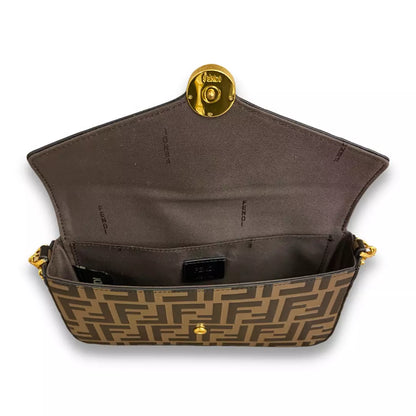 Fendi BROWN LEATHER WALLET ON CHAIN BAG