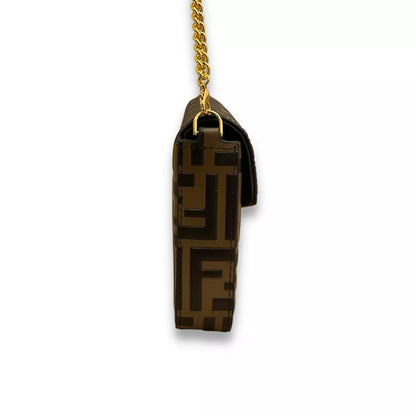 Fendi BROWN LEATHER WALLET ON CHAIN BAG