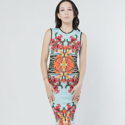 VESTIDO GIVENCHY CON ESTAMPADO TROPICAL AZUL