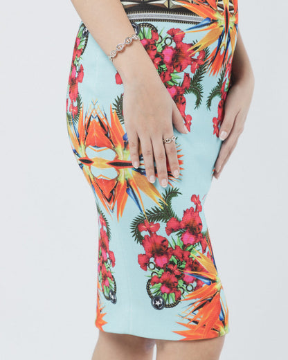 VESTIDO GIVENCHY CON ESTAMPADO TROPICAL AZUL