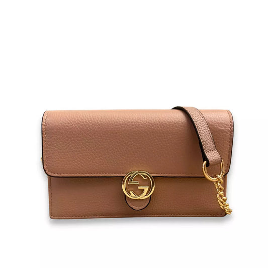 GUCCI BEIGE LEATHER INTERLOCKING BAG