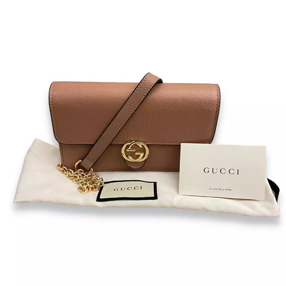 GUCCI BEIGE LEATHER INTERLOCKING BAG