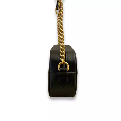 GUCCI BLACK MATELASSÉ LEATHER GG MARMONT BAG