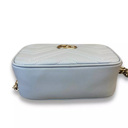 GUCCI BLUE LEATHER GG MARMONT MATELASSÉ BAG