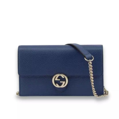 BOLSO GUCCI DE PIEL AZUL ENTRELAZADA