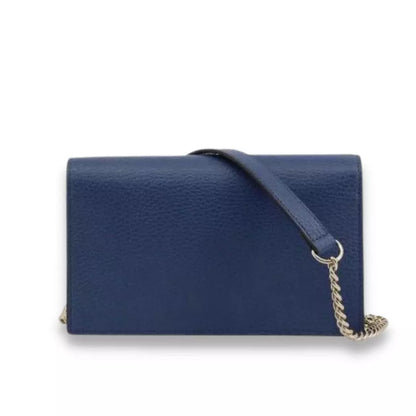 BOLSO GUCCI DE PIEL AZUL ENTRELAZADA