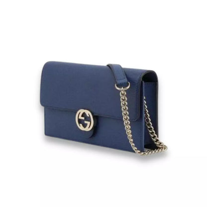 BOLSO GUCCI DE PIEL AZUL ENTRELAZADA
