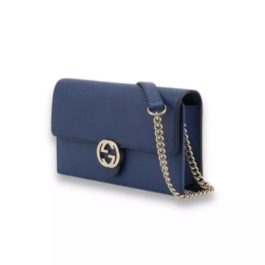 BOLSO GUCCI DE PIEL AZUL ENTRELAZADA