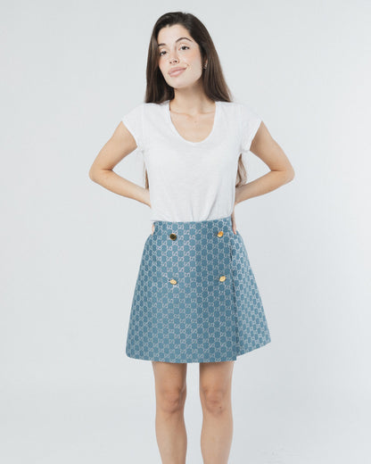 FALDA GUCCI GG AZUL CON MONOGRAMA