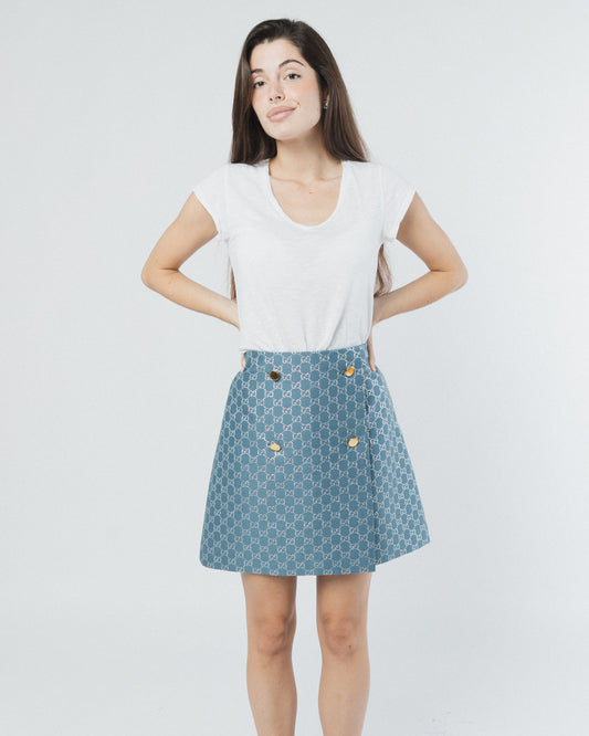 FALDA GUCCI GG AZUL CON MONOGRAMA