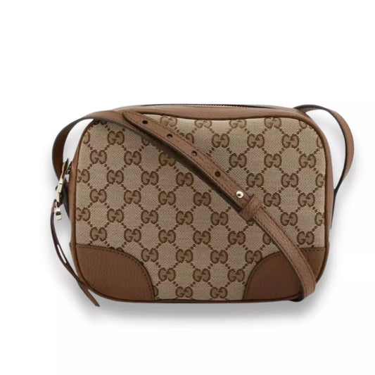 BOLSO BANDOLERA GUCCI BREE DE LONA Y PIEL MARRÓN GG