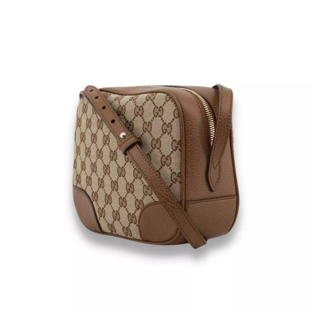 GUCCI BROWN GG CANVAS AND LEATHER BREE CROSSBODY BAG EYE LUXURY