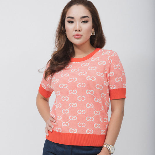 GUCCI GG RED COTTON JACQUARD TOP