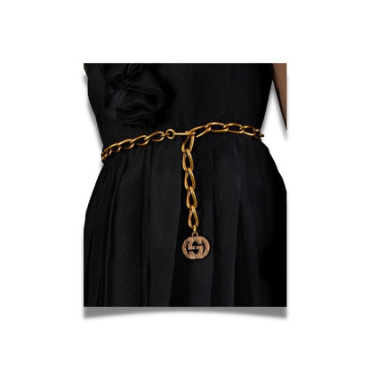 GUCCI GOLD METAL GG CHAIN BELT