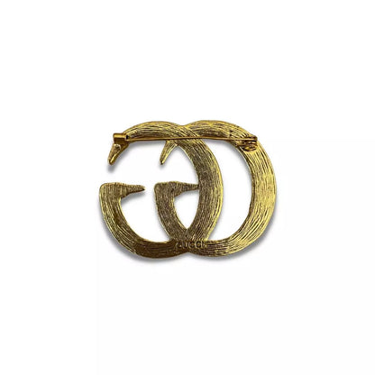 GUCCI GOLD METAL AND CRYSTALS DOUBLE G BROOCH