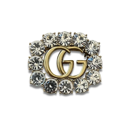 GUCCI CRYSTALS DOUBLE G BROOCH