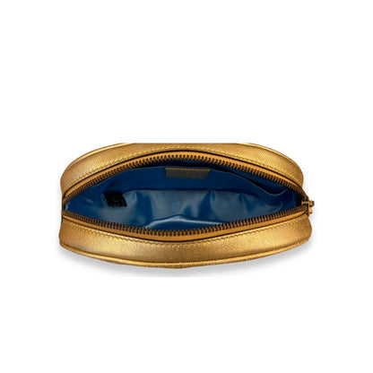 GUCCI GOLD PINK METALLIC MATELASSÉ LEATHER GG MARMONT BELT BAG